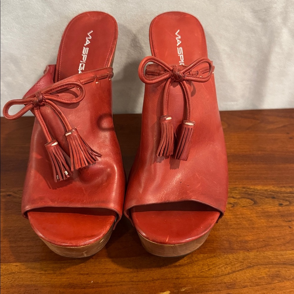 Via Spiga Cherry Red Leather Heels